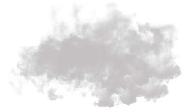 Isolated white cloud PNG cutout on transparent background for photobashing and matte painting