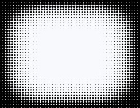 Abstract halftone dot frame with black and white pattern