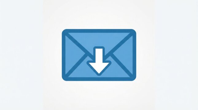 Blue envelope icon with a white arrow pointing down for downloading mail