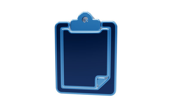 Clipboard Icon: A stylized, blue clipboard with a blank sheet of paper, ready for notes or tasks. A clean, modern representation of organization and planning.