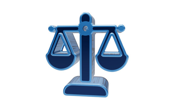 Symbol of Justice: A stylized blue balance scale, representing fairness, equality, and the legal system, stands prominently.