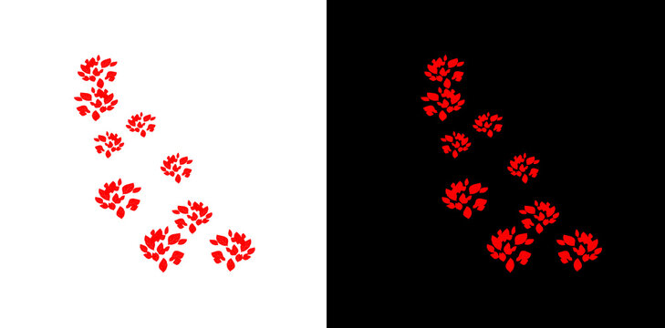 Red leaves in clusters scattered on transparent background for autumn design elements.