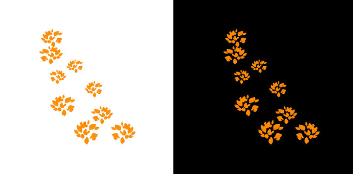 Orange autumn falling leaves on alpha and black background for game developers who need stylized foliage particle assets.