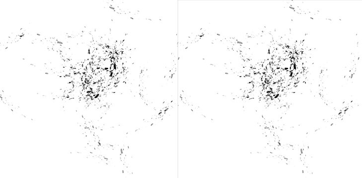 Black splash dirty mud stain decals on transparent and white backgrounds for realistic grunge textures and video games.