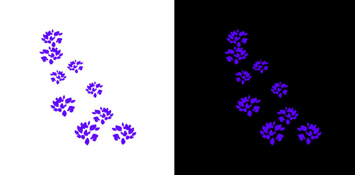 Purple magical falling leaves on alpha and black background suitable for night fantasy game environments and vfx assets.