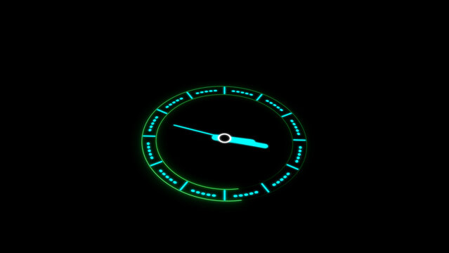 Digital speedometer gauge measures acceleration levels and vehicle rate. Modern speedometer gauge monitors velocity. Sleek speedometer gauge graphic for dashboard ui.