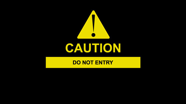 Prominent caution sign warns against unauthorized facility entry. High visibility caution sign protects security. Bold caution sign graphic for safety information videos.