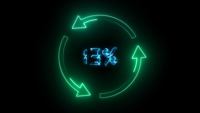 Digital loading bar displays 13 percent software update progress. High tech loading bar monitors sync tasks. Clean loading bar graphic for cyber application interfaces.