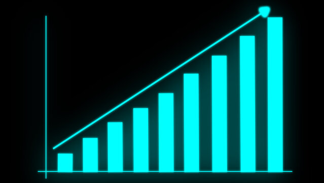 Ascending bar graph indicates strong market expansion and profit gains. Upward bar graph visualizes revenue climb. Modern bar graph graphic for business reports.