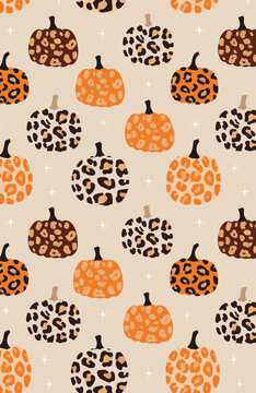 Leopard Print Pumpkin Pattern for Autumn and Halloween Decor