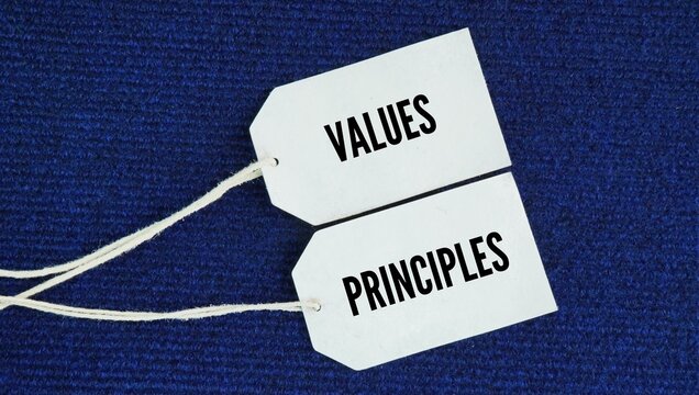 Tag the paper with the words values ​​and principles. Values ​​are internal beliefs about what is important, while principles are external rules or laws that guide how you act on those beliefs