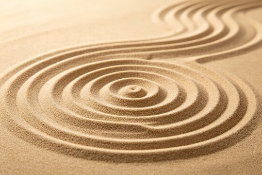 Japanese Water Ripple Pattern, Zen Garden Sand Concentric Circles