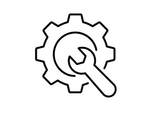Wrench and gear tool icon isolated on transparent background
