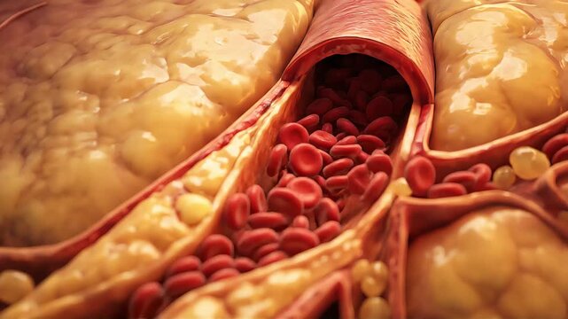 Macro View of Fatty Liver Disease and Atherosclerosis in Blood Vessel