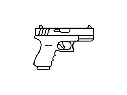 Semi-automatic handgun firearm icon isolated on a transparent background