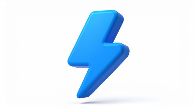 Polished Blue Energy Bolt Shape for Modern 3D Graphic Design