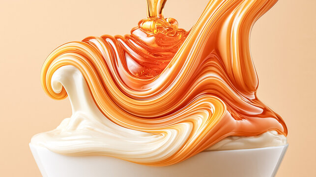 Golden Honey Swirling Into Creamy Milk Macro Video