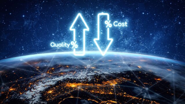 Business concept showing cost reduction and quality increase using Lean, Six Sigma, and Total Quality Management (TQM) to enhance efficiency, value, and customer satisfaction. Muxer