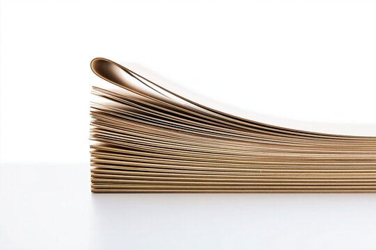 Curved stack of layered plywood sheets on a clean white background