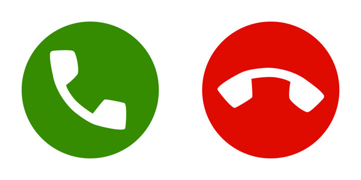 Call and end call phone icons in green and red circles.