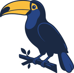 Fototapeta premium A stylized vector illustration of a colorful toucan perched on a small branch.