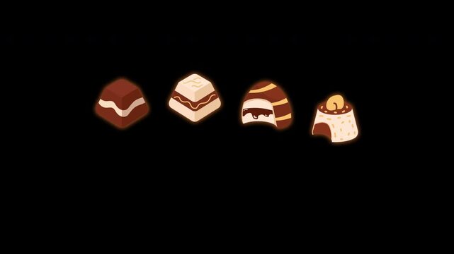 loading animation with sweet cake wave on transparent background. 4k video