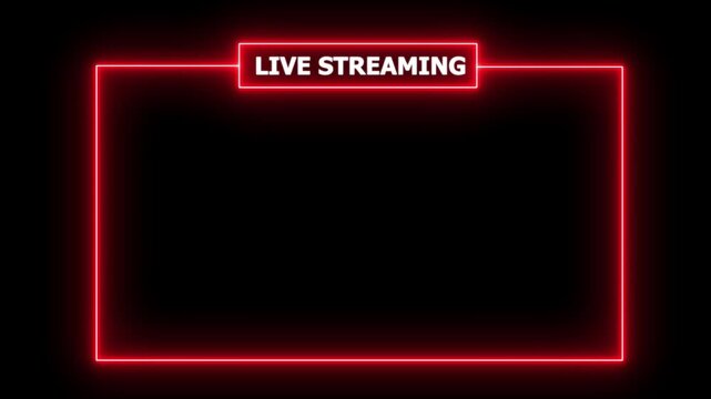 Live streaming neon text frame animation box frame neon frame live streaming game live. 4k animated video stream starting soon animation for live videos and gaming intros. streaming and broadcasting