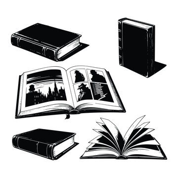 Retro Comic Book and Vintage Hardcovers Vector Illustration Collection