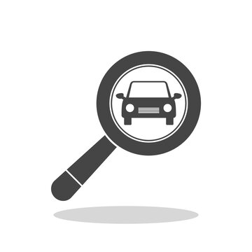 Car search sign icon with shadow