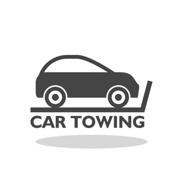 Car towing sign icon with shadow