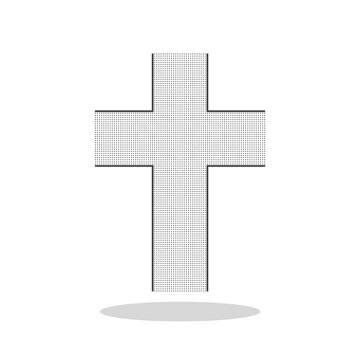Church cross sign icon with shadow