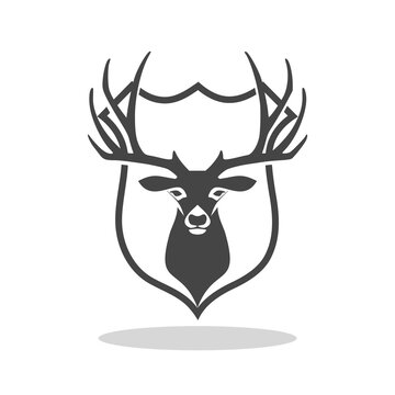 Deer on shield sign icon with shadow