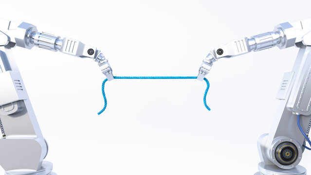 3D Rendering, tug-of-war between robot arms
