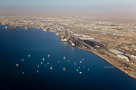 Africa, Namibia, Deepwater port, Aerial view