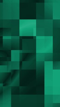 Dark green abstract geometric background with layered translucent squares, rectangles, shadows, and soft glowing gradients