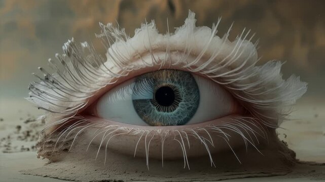Strange art odd expression contemporary surreal creative unusual portrait of woman eye AI Generative