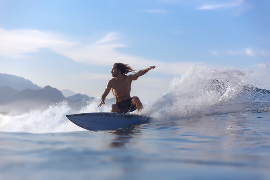 Indonesia, Sumatra, surfer on a wave