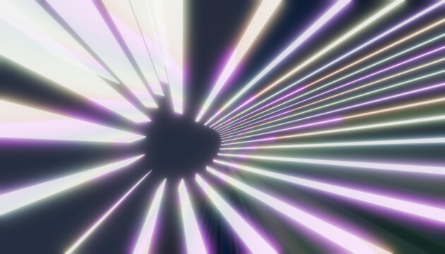 Abstract glowing radiant beam tunnel with dynamic speed effect