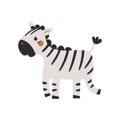 Fototapeta premium Cute vector illustration of a cartoon zebra isolated on a white background.