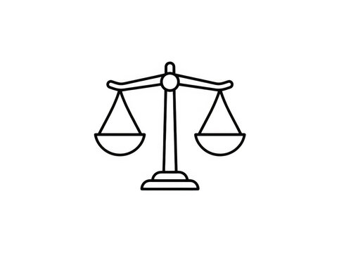 Balance scale of justice icon isolated on transparent background