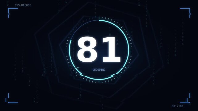 10 Seconds Futuristic HUD Loading Decode Glitch 0 to 100 Percentage Progress Animation 4K