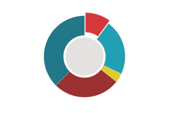 Pie chart with inner rose petal pattern for artistic data display. Isolated transparent PNG creative data art visualization for design presentations.