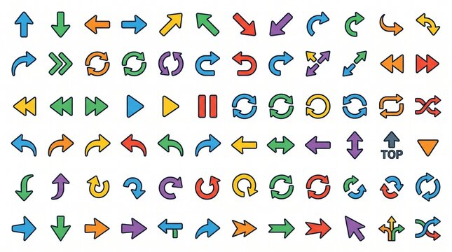 Arrow emoji icons, vector illustration set, vector icon illustration