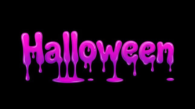 A vibrant purple dripping text effect design to celebrate the spooky spirit of a happy halloween day event