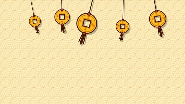 Cartoon Feng Shui Gold Coins Background