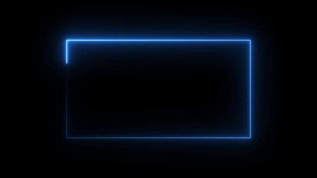 Animation of glowing neon rectangles abstract background. abstract glowing blue neon rectangle border frame.4k animation video