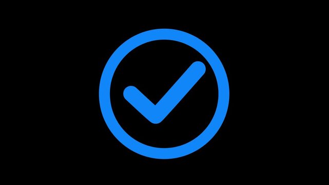 tick mark icon animation glowing neon check mark and tick animated sign symbol on black background. check mark icon animation.4K video