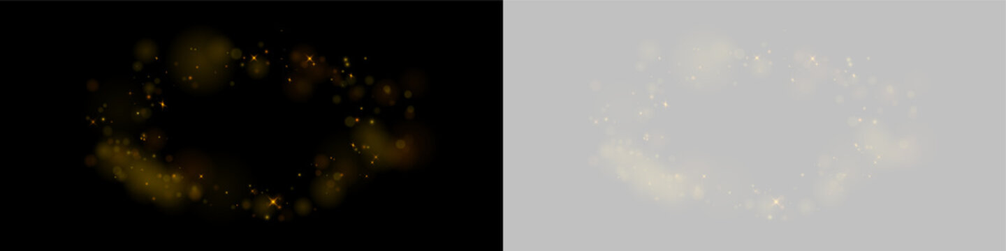 A cluster of golden bokeh lights shaped like an infinity symbol floats against a dark background. The orbs vary in size and intensity with soft edges and bright star-like glimmers.