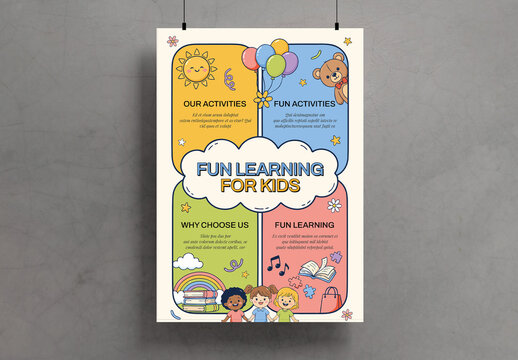 Fun Learning For Kids Poster Template