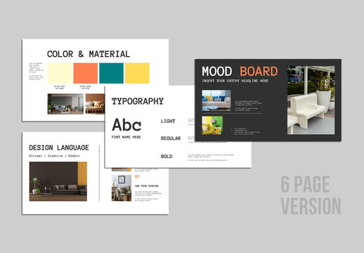 Modern Interior Design Mood Board Template with Home Decoration